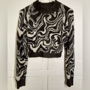 Urban Outfitters Black and White Swirl Cozy Sweater